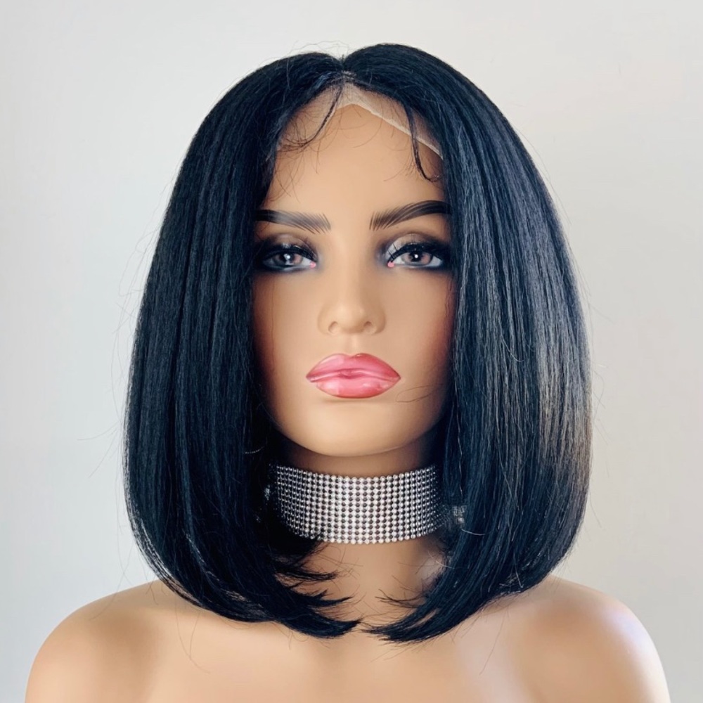 Versatile 4x4 Lace Front Synthetic Wig in Black for Daily Wear or Events 🖤